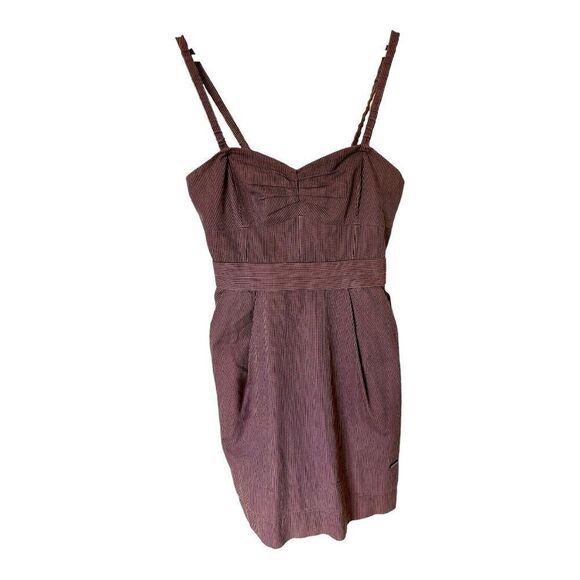 ARITZIA WILFRED Women's Cotton Pinstripe Smocked Mini Dress Purple Size 6 - Picture 1 of 16
